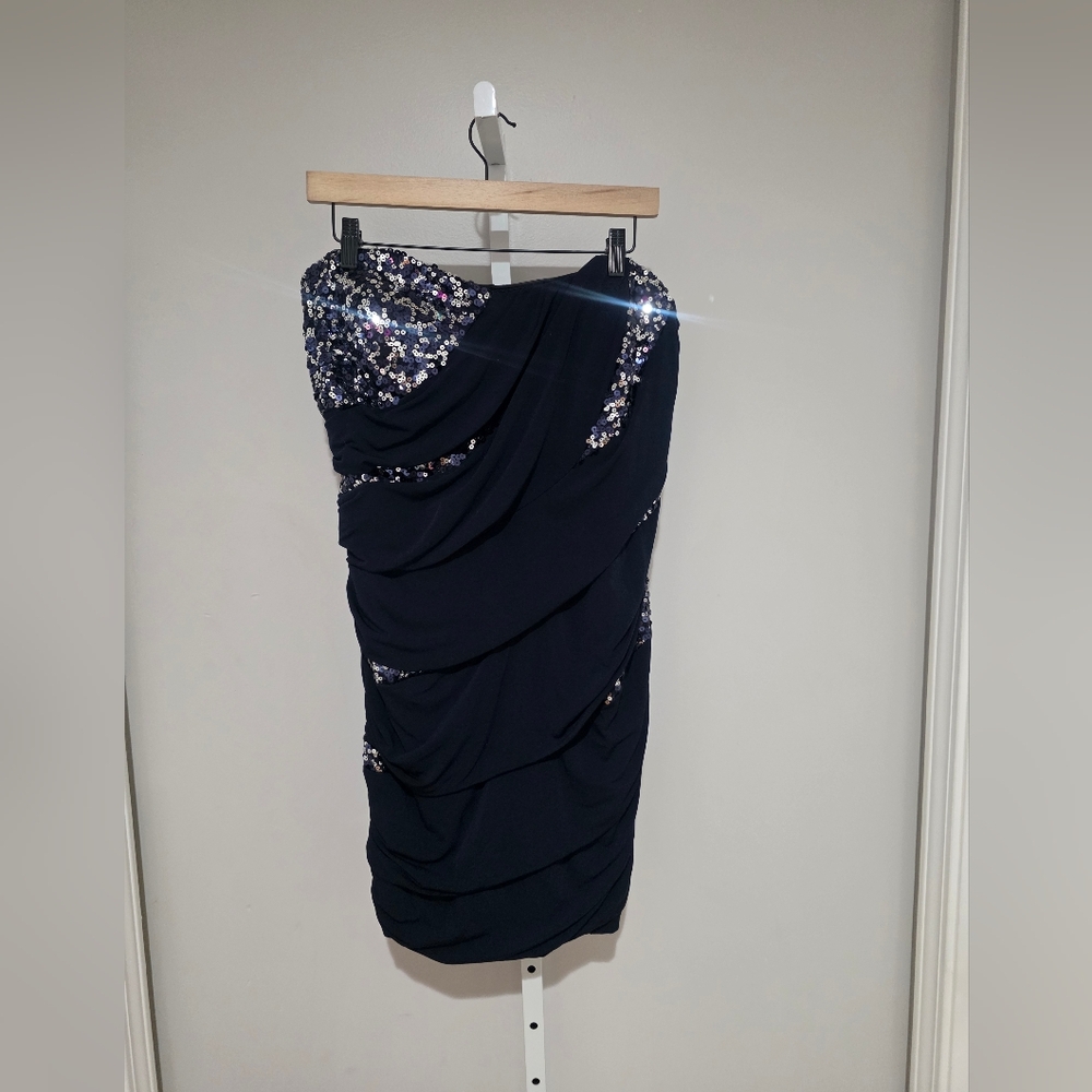 Deb Womens Plus 2x Midnight Blue Strapless Dress with Sequins